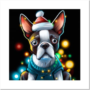 Cute Boston Terrier Drawing Posters and Art